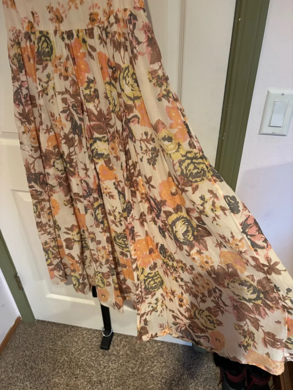Free People Cream Maxi Dress with Orange, Brown and Yellow Floral Print - Picture 5 of 16
